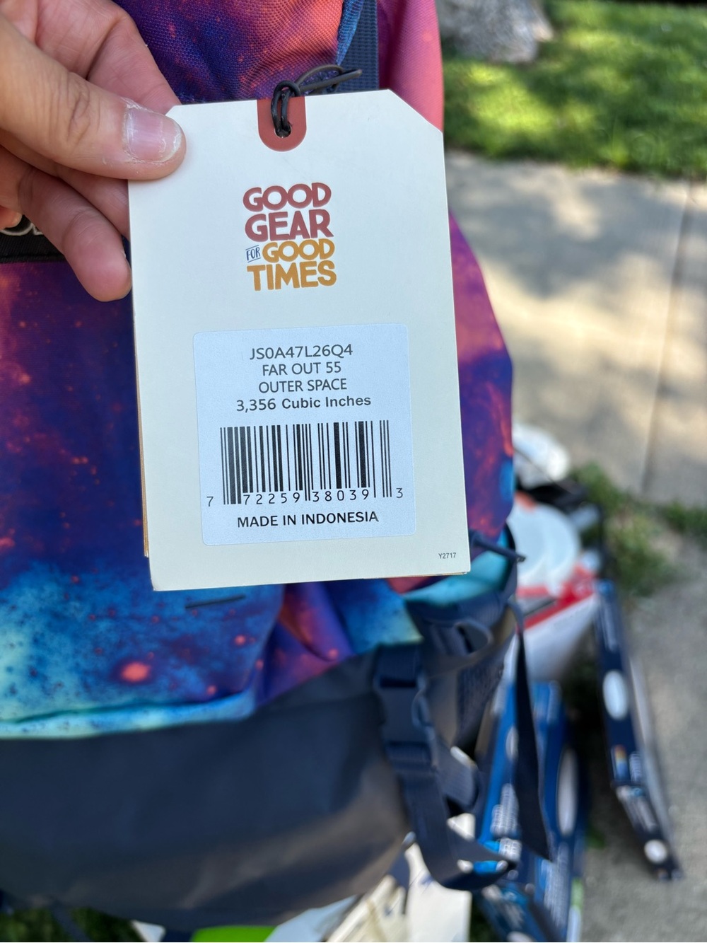 Jansport Galaxy Print Backpack in Blue, Purple, Pink - Picture 3 of 5